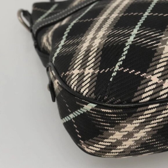 BURBERRY Nova Check Blue Label Shoulder Bag Wool Black Silver Auth 117790 - Picture 15 of 16